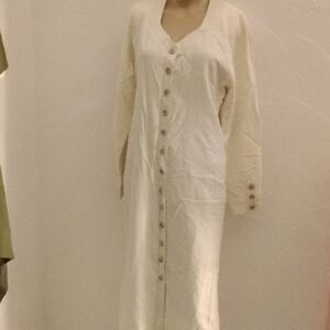 Adele Simpson I Magnin Cream Wool Button Down Dress Hong Kong 8 Bust 36 Lengt 44